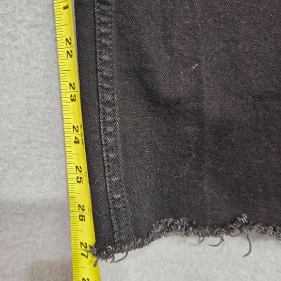 Everlane The Way High Jean in Coal Black Loose Baggy Straight Leg Raw Hem SZ 12 - Picture 8 of 10